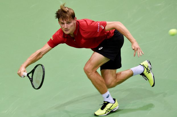 Belgium Tennis - Belgium v Brazil - Davis Cup Play-Offs World Group - Sleuyter Arena, Ostende, Belgium - 16/9/16. Belgium 's David Goffin in action during his singles match against Brazil's Thiago Monterio. REUTERS/Eric Vidal
